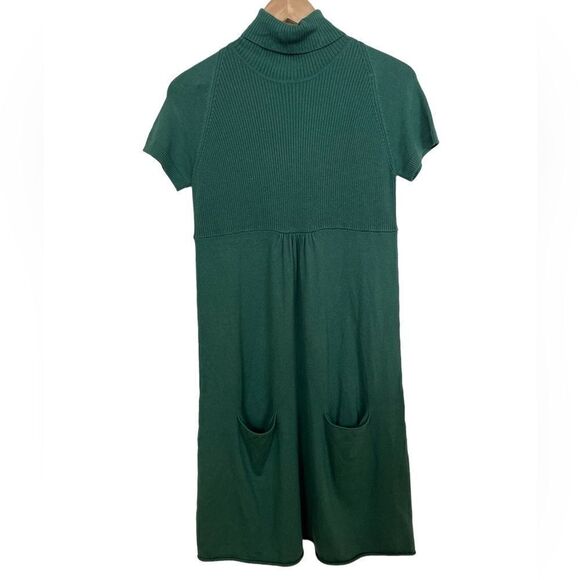 Boston Proper Silk Cashmere Blend Green Turtleneck Sweater Dress Size Medium - Picture 1 of 6